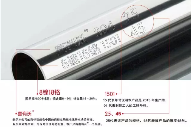 喜有沃不銹鋼管實(shí)標(biāo)鋼印